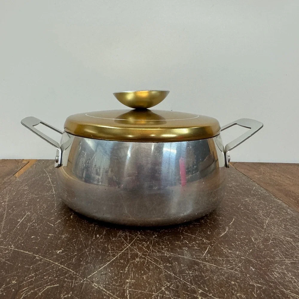 Vintage Regal Ware Aluminum Covered Dutch Oven Pot Pan‎ Gold Silver Kitchenware